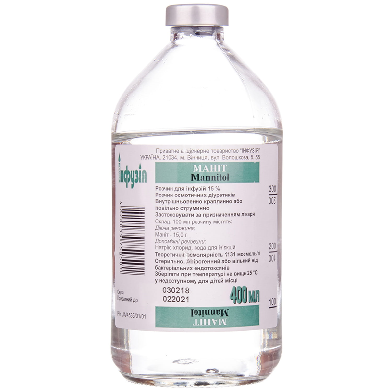 Маніт розчин для інфузій 15% пляшка 400 мл